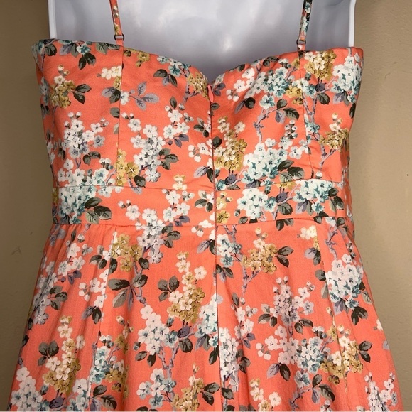 SIZE 2 J CREW PINK CORAL FLORAL RETRO DRESS PEPLUM COTTON PINUP RETRO - Picture 10 of 16